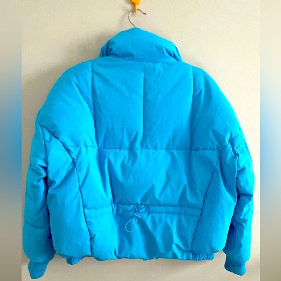 Levi’s Women’s Bright Blue Puffer Jacket Small Cinch Waist Retro 90s Streetwear - Picture 6 of 10